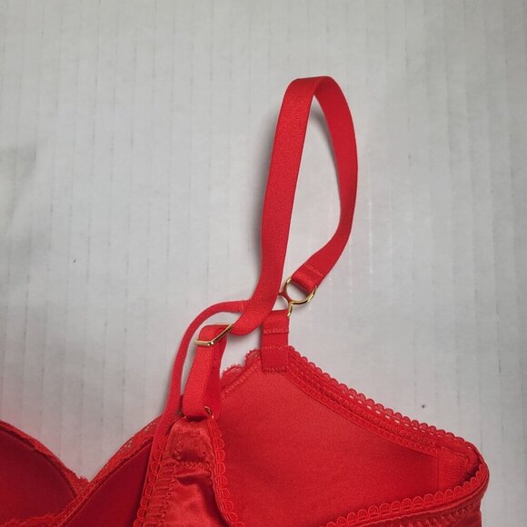 2 Aerie Red & Maroon Lace Longline Underwire Supportive Balconette Bra Size 32D - Picture 6 of 16